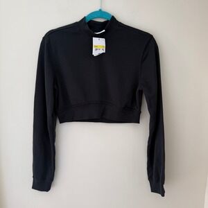 Nike Womens Sportswear Mock Neck Cropped Sweatshirt Black Small NWT DV7825-010